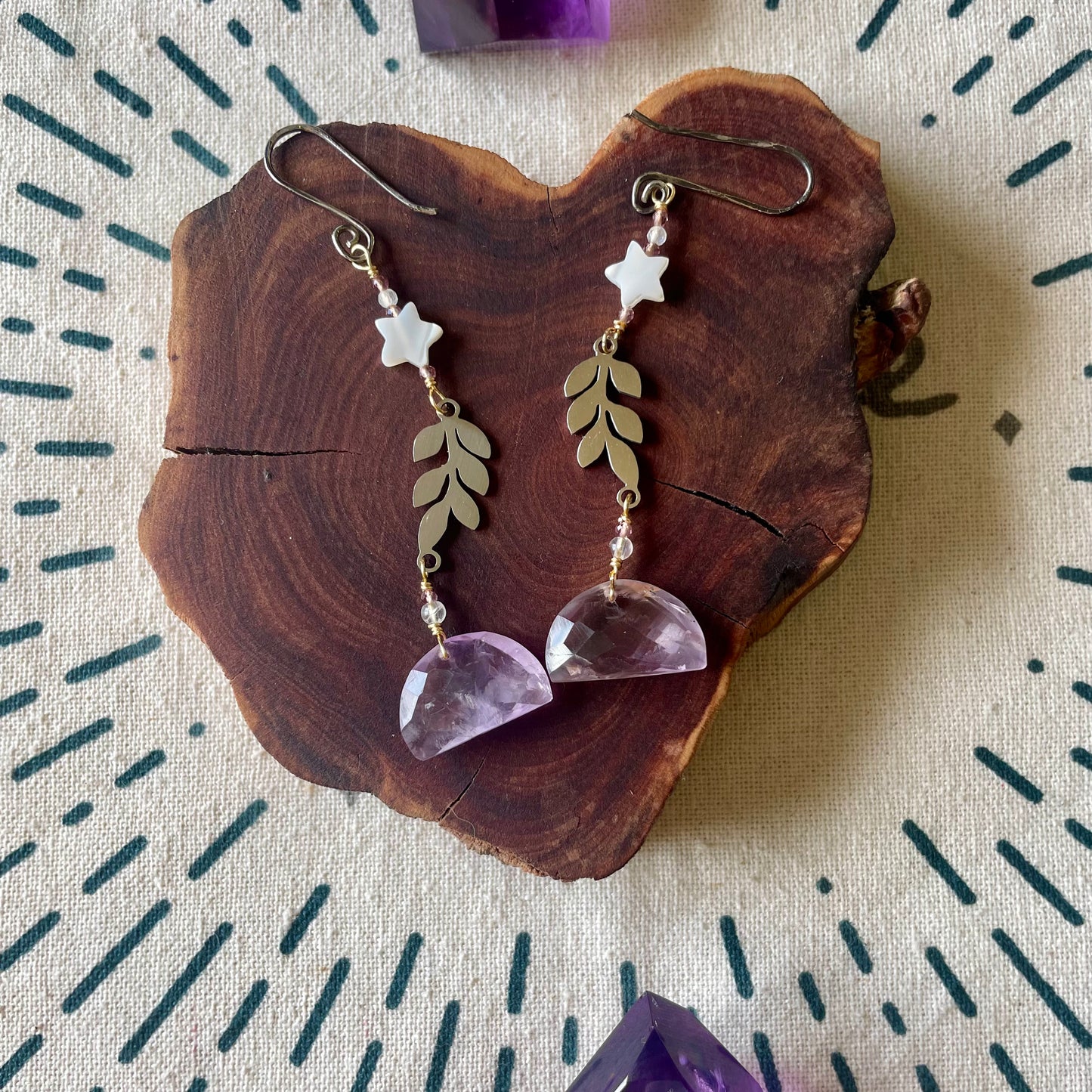 Amethyst Half Moon Earrings