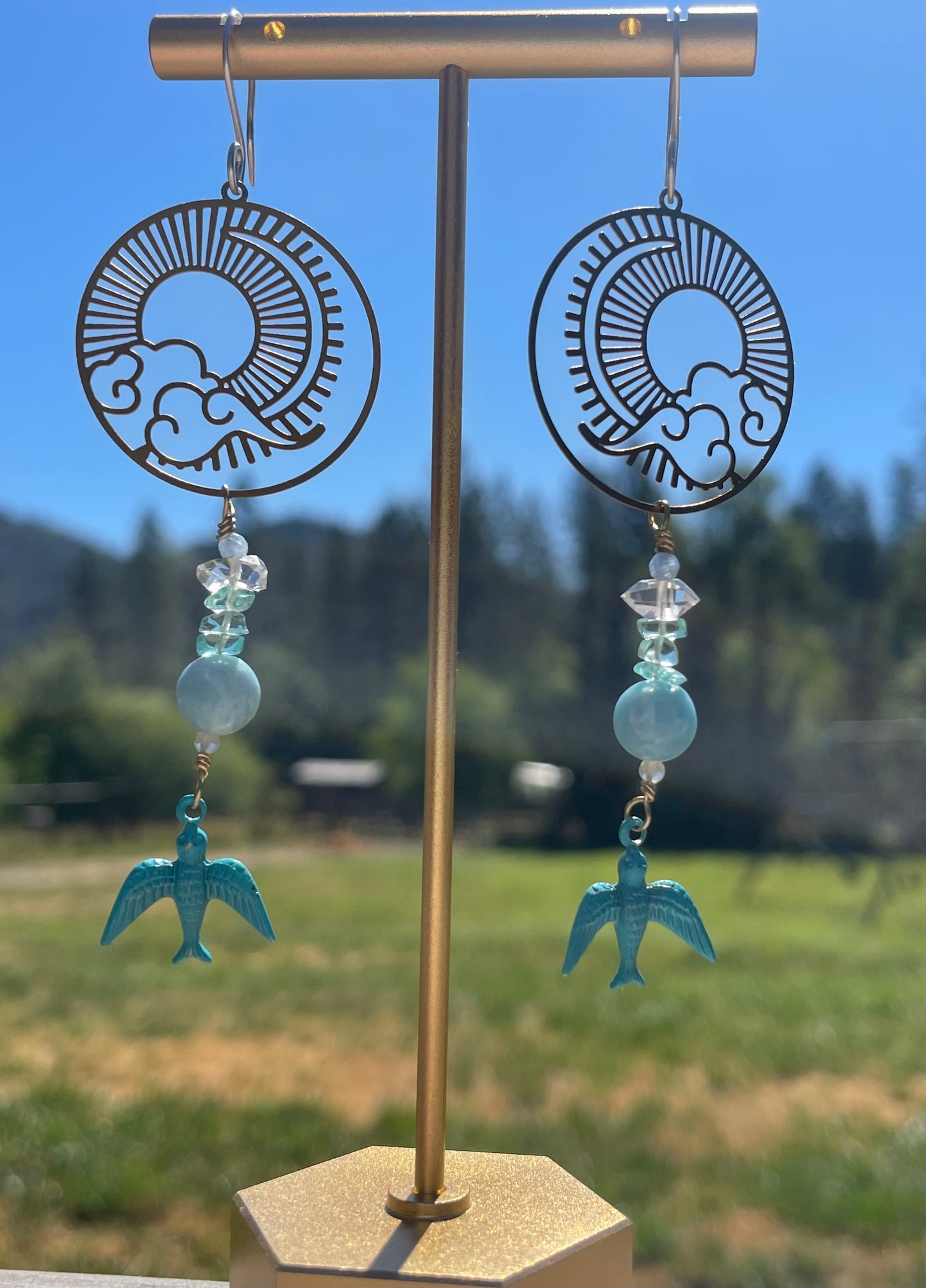 Swallow & Larimar earrings