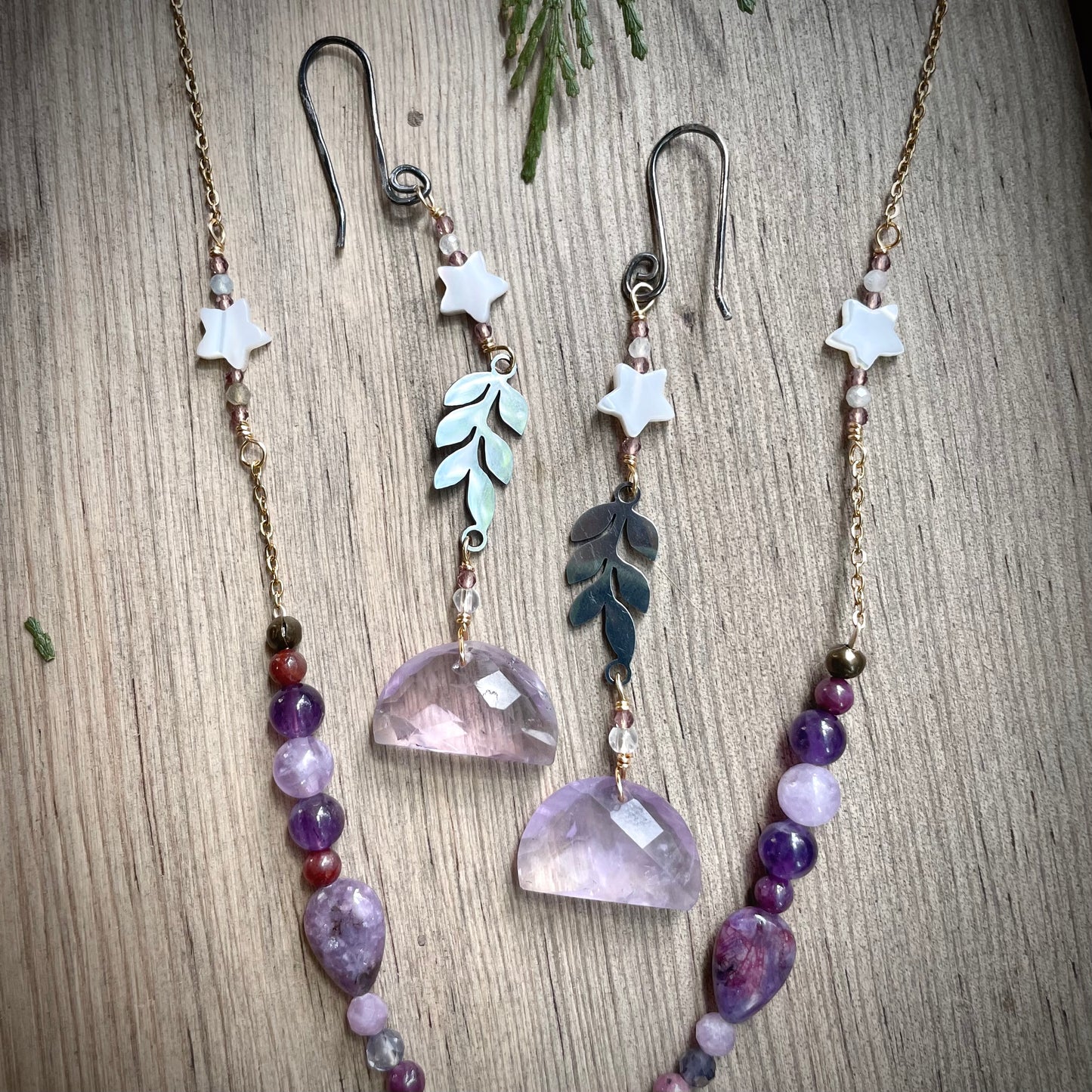 Amethyst Half Moon Earrings