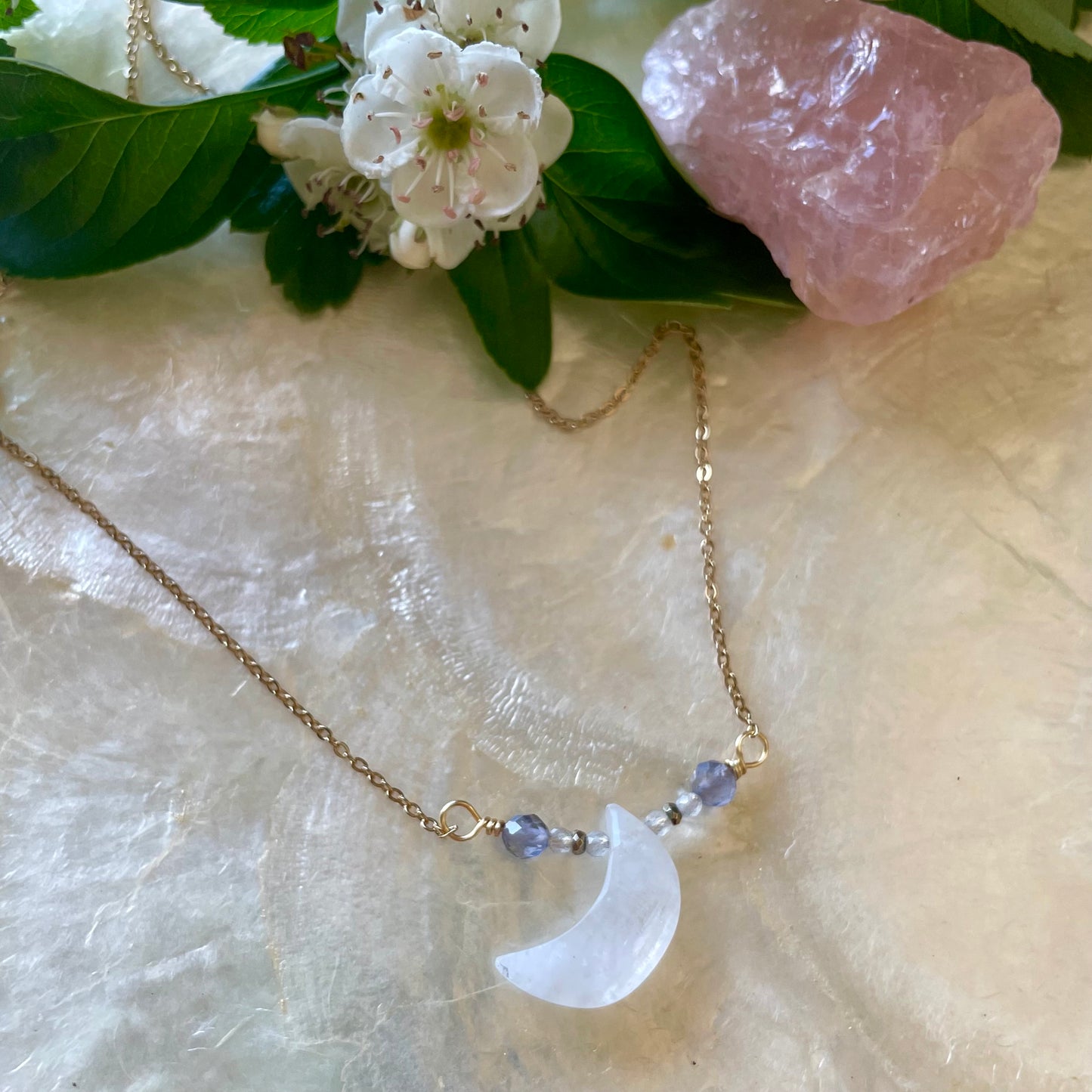 Moonstone Crescent Necklace