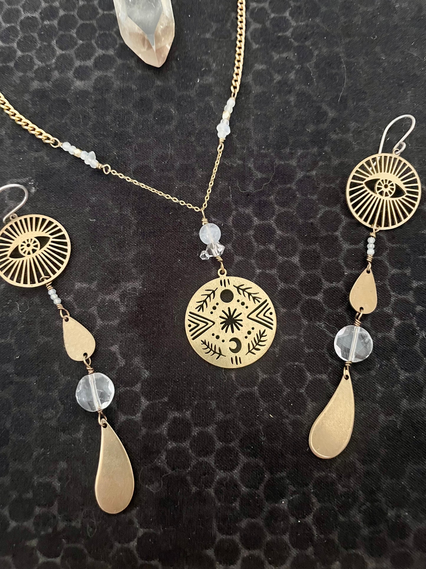 Moon coin & Herkimer necklace