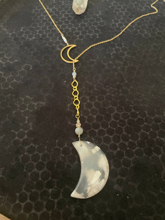 Flower Moon lariat necklace