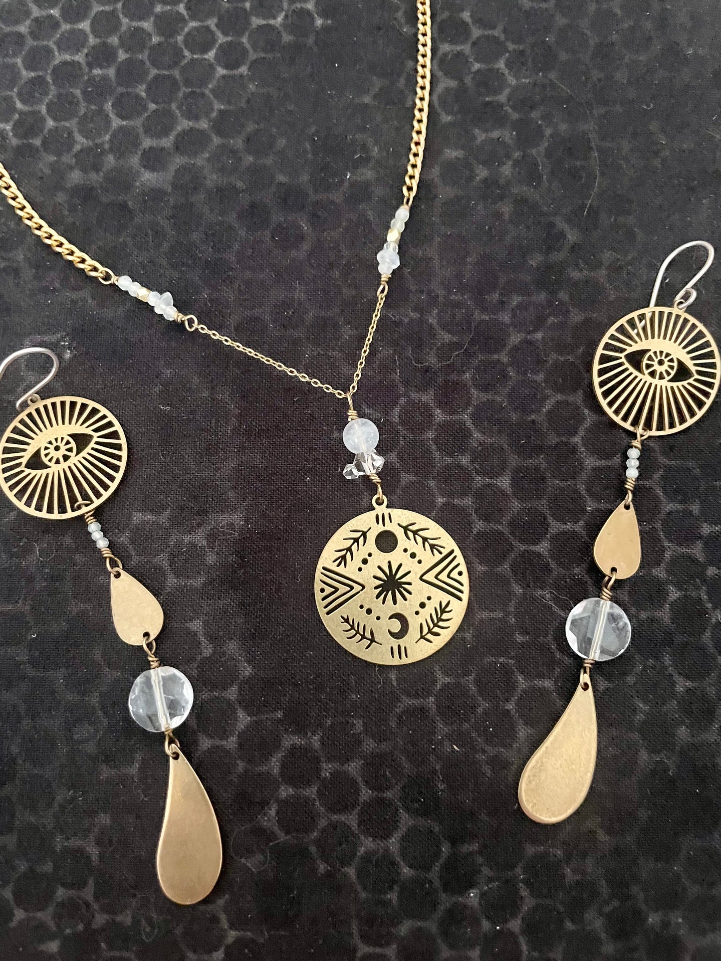 Moon coin & Herkimer necklace