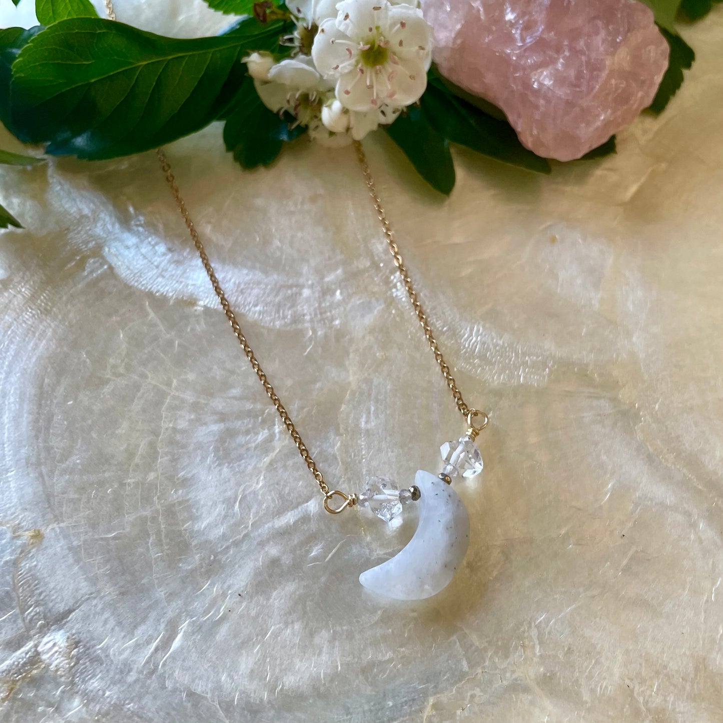 Moonstone Crescent Necklace