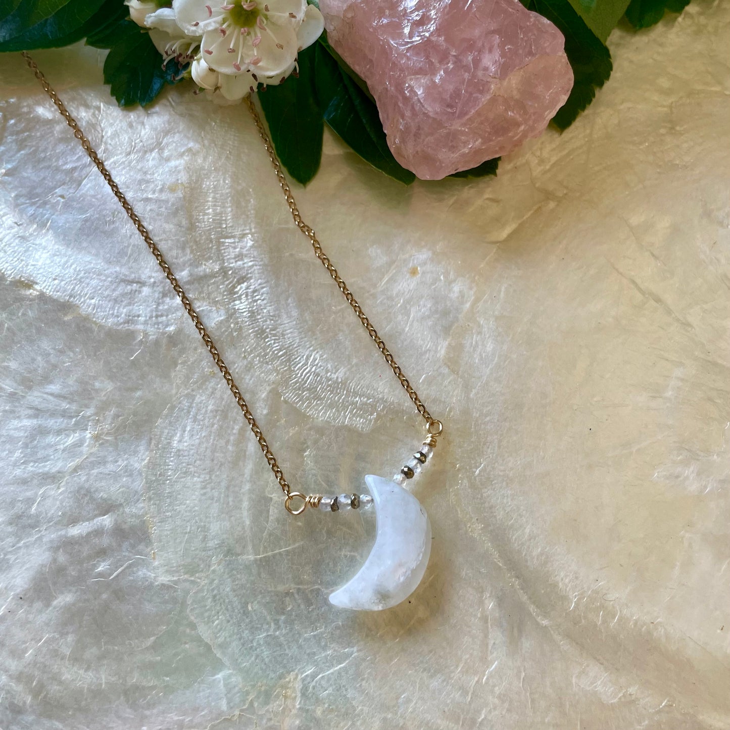 Moonstone Crescent Necklace