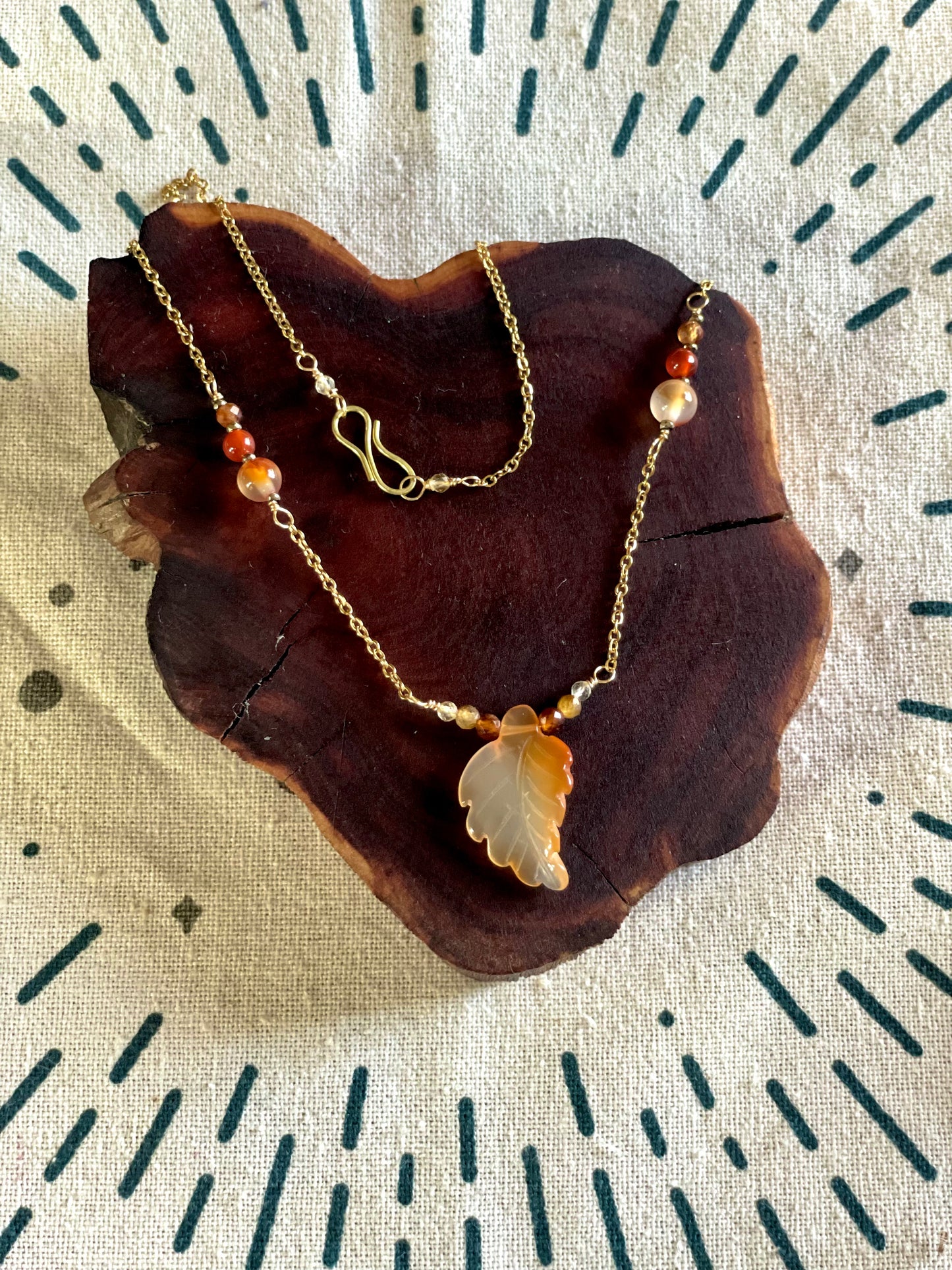 Carnelian Leaf Necklace